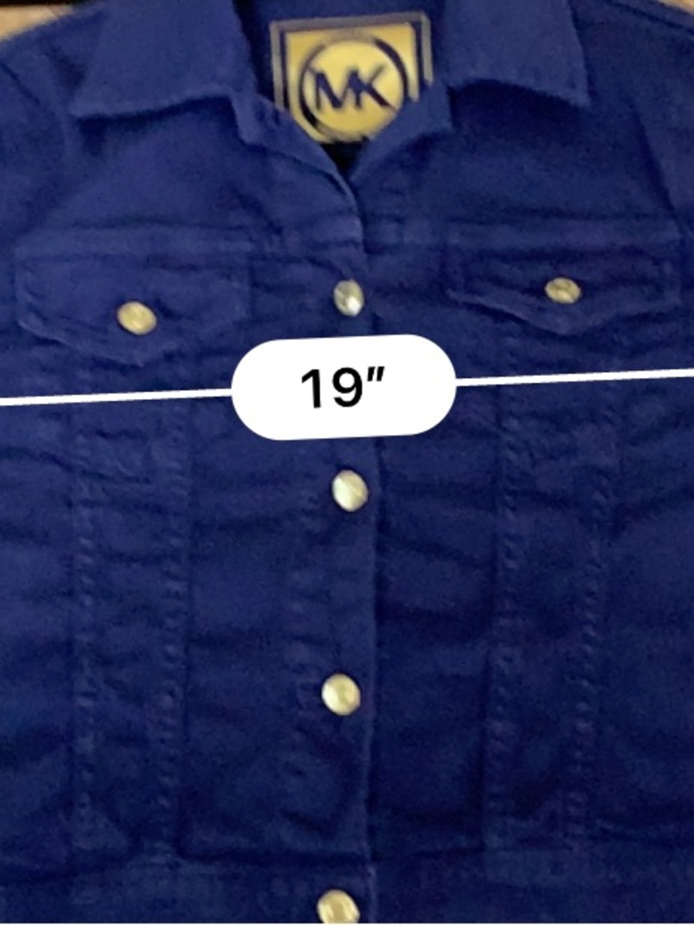 Michael Kors Denim Jacket Womens M Blue Stretch Trucker Gold Buttons Cotton - Picture 13 of 16